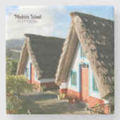 Madeira Island Foto mit typischen Häusern, Portuga Steinuntersetzer (Vorderseite)