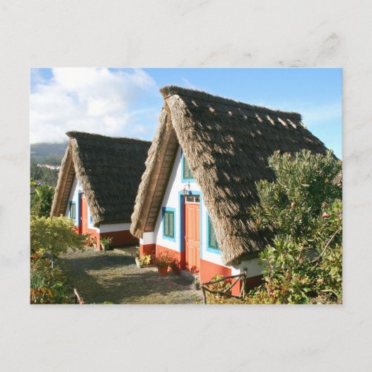 Madeira Island Foto mit typischen Häusern von Sant Postkarte (Vorderseite)