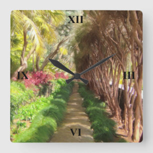 Madeira Island Sidewalk, ein Gartenspaziergang. Quadratische Wanduhr