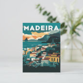 Madeira Portugal Aquarellmalerei Postkarte (Stehend Vorderseite)