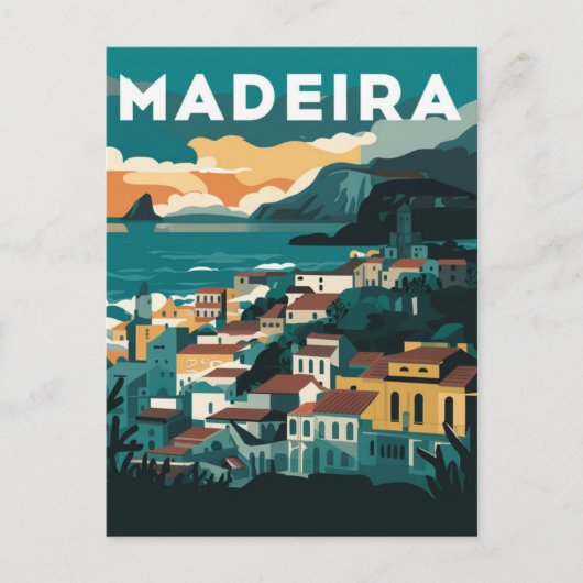 Madeira Portugal Aquarellmalerei Postkarte (Vorderseite)