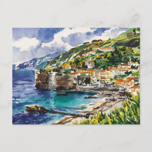 Madeira Portugal Aquarellmalerei Postkarte (Vorderseite)
