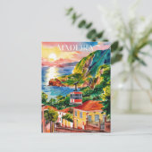 Madeira Portugal Aquarellmalerei Postkarte (Stehend Vorderseite)