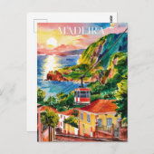 Madeira Portugal Aquarellmalerei Postkarte (Vorne/Hinten)
