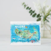 Madeira Portugal Insel Illustrierte Karte (Stehend Vorderseite)