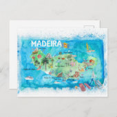 Madeira Portugal Insel Illustrierte Karte (Vorne/Hinten)