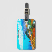 Madeira Portugal Panorama View Illustration Gepäckanhänger (Vorderseite Vertikal)