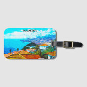 Madeira Portugal Panorama View Illustration Gepäckanhänger (Vorderseite (Horizontal))