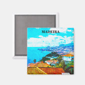 Madeira Portugal Panorama View Illustration Magnet (Vorderseite/Rückseite)