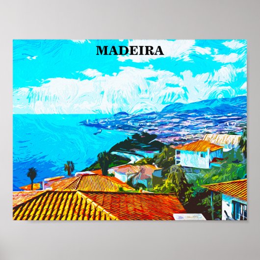 Madeira Portugal Panorama View Illustration Poster (Vorne)