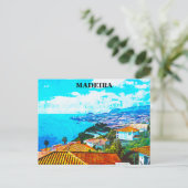 Madeira Portugal Panorama View Illustration Postkarte (Stehend Vorderseite)