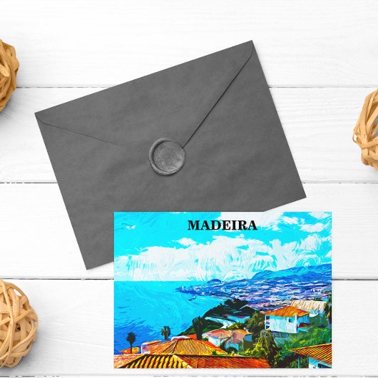Madeira Portugal Panorama View Illustration Postkarte