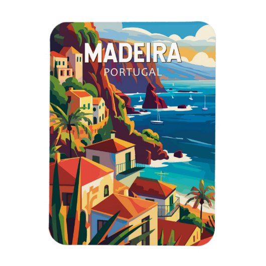 Madeira Portugal Reisen Art Vintag Magnet (Vertikal)