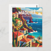 Madeira Portugal Reisen Art Vintag Postkarte (Vorne/Hinten)