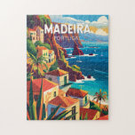 Madeira Portugal Reisen Art Vintag Puzzle<br><div class="desc">Madeira Retrovektor-Reisedesign. Madeira,  eine autonome Region Portugals,  ist ein Archipel mit vier Inseln vor der Nordwestküste Afrikas. Es ist bekannt für seinen berühmten Wein und das warme,  subtropische Klima.</div>