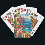 Madeira Portugal Reisen Art Vintag Spielkarten<br><div class="desc">Madeira Retrovektor-Reisedesign. Madeira,  eine autonome Region Portugals,  ist ein Archipel mit vier Inseln vor der Nordwestküste Afrikas. Es ist bekannt für seinen berühmten Wein und das warme,  subtropische Klima.</div>