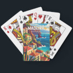 Madeira Portugal Reisen Art Vintag Spielkarten<br><div class="desc">Madeira Retrovektor-Reisedesign. Madeira,  eine autonome Region Portugals,  ist ein Archipel mit vier Inseln vor der Nordwestküste Afrikas. Es ist bekannt für seinen berühmten Wein und das warme,  subtropische Klima.</div>