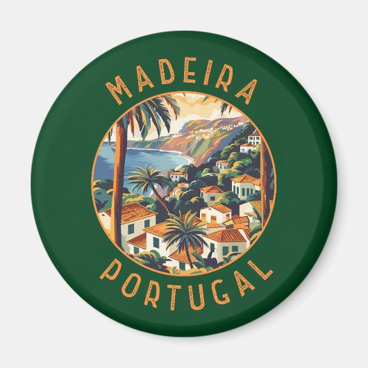 Madeira Portugal Retro Distressed Circle Magnet (Vorne)