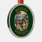 Madeira Portugal Retro Distressed Circle Ornament Aus Metall (Rechts)