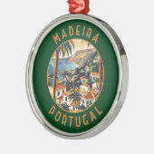 Madeira Portugal Retro Distressed Circle Ornament Aus Metall (Links)