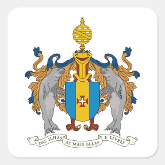 Madeira (Portugal) Wappen-Coat Quadratischer Aufkleber (Vorderseite)
