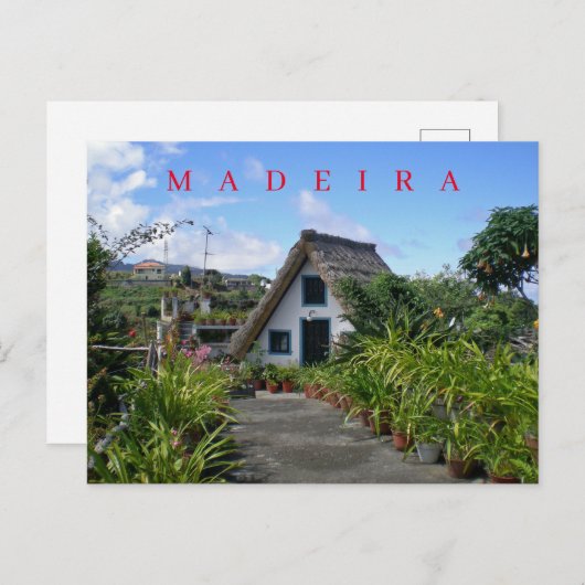 Madeira Santana Blick auf das traditionelle Haus P Postkarte (Vorne/Hinten)