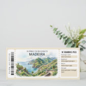 Madeira Trip Boarding Pass Ticket Einladung (Stehend Vorderseite)