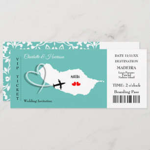 Madeira Wedding Destination Ticket Boarding Pass Einladung