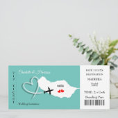 Madeira Wedding Destination Ticket Boarding Pass Einladung (Stehend Vorderseite)