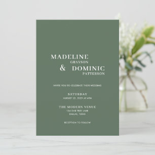 Madeline Forest Green Simple Modern Wedding Einladung