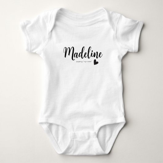 Madeline Name Reveaning Bedeutung Minimal Modern B Baby Strampler (Vorderseite)
