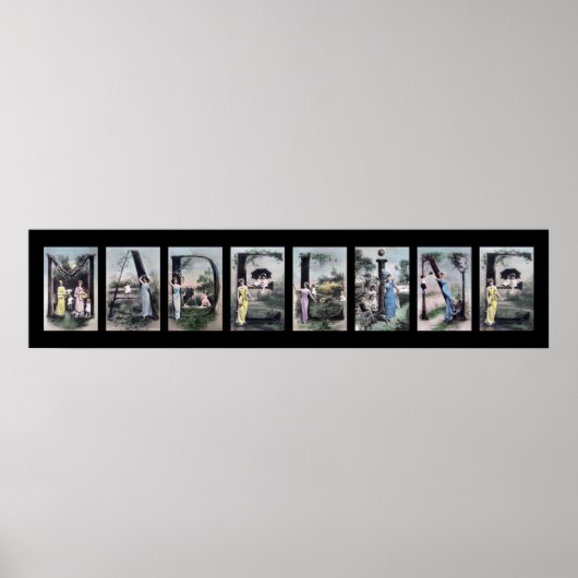 MADELINE Vintag Alphabet Letter Name Art Poster (Vorne)