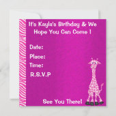 Mädels 5. BIRTHTAGES Dschungel Einladung mit Affen (Rückseite)