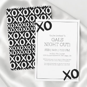 Mädelsabend XOXO Schwarz Weiß Galentine-Party Einladung
