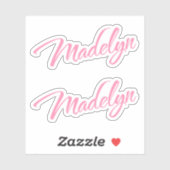 Madelyn Decorative Name in Pink x2 Aufkleber (Blatt)
