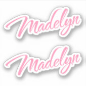 Madelyn Decorative Name in Pink x2 Aufkleber (Vorderseite)