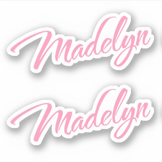 Madelyn Decorative Name in Pink x2 Aufkleber (Vorderseite)