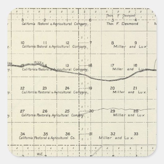 Madera Landkreis, Kalifornien Quadratischer Aufkleber (Vorderseite)
