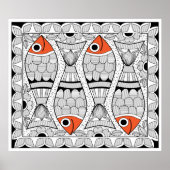 Madhubani 4 Fische Poster (Vorne)