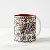 Madhubani inspirierte Tee-Tasse Zweifarbige Tasse (VorderseiteRechts)