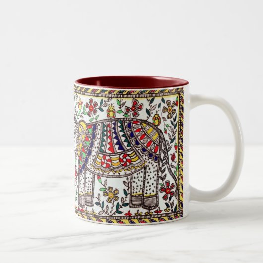Madhubani inspirierte Tee-Tasse Zweifarbige Tasse (Rechts)