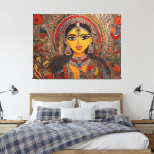 Madhubani Leinwand: Zeitlose Kunst auf Stretched P Leinwanddruck (Insitu (Schlafzimmer))
