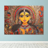 Madhubani Leinwand: Zeitlose Kunst auf Stretched P Leinwanddruck (Insitu (Holzboden))