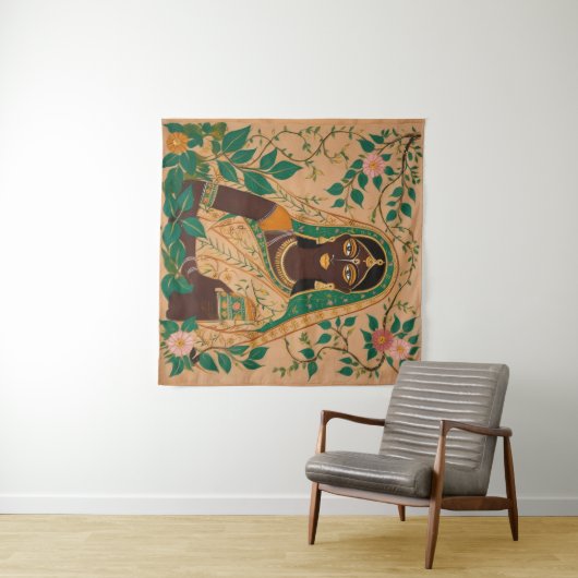 Madhubani Painting Tapestry Wandteppich (Beispiel (Horizontal))