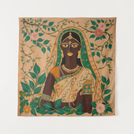 Madhubani Painting Tapestry Wandteppich