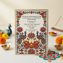 Madhubani Pfauen Festival der Lichter Deepak Lotus
