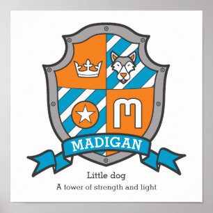 Madigan Jungs Name bedeutet Buchstabe M Ritter Wap Poster