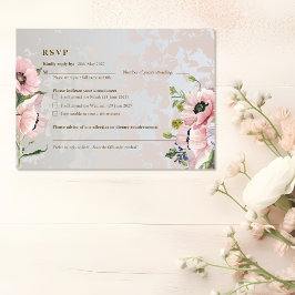 Madinah Bloom | Pink Poppy Floral Islamic Wedding  RSVP Karte