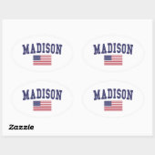 Madison AL US Flag Ovaler Aufkleber (Blatt)