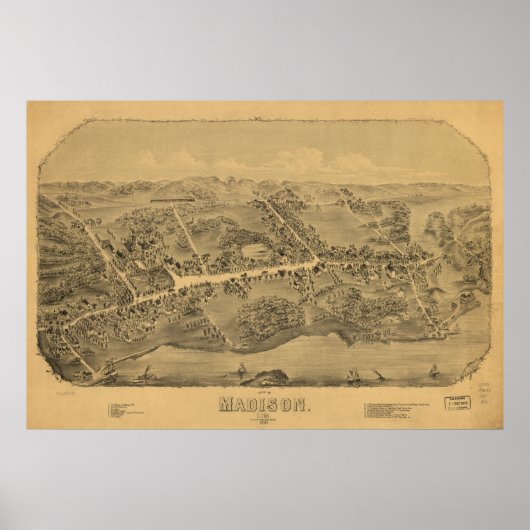Madison Connecticut 1881 Panoramakarte Poster (Vorne)